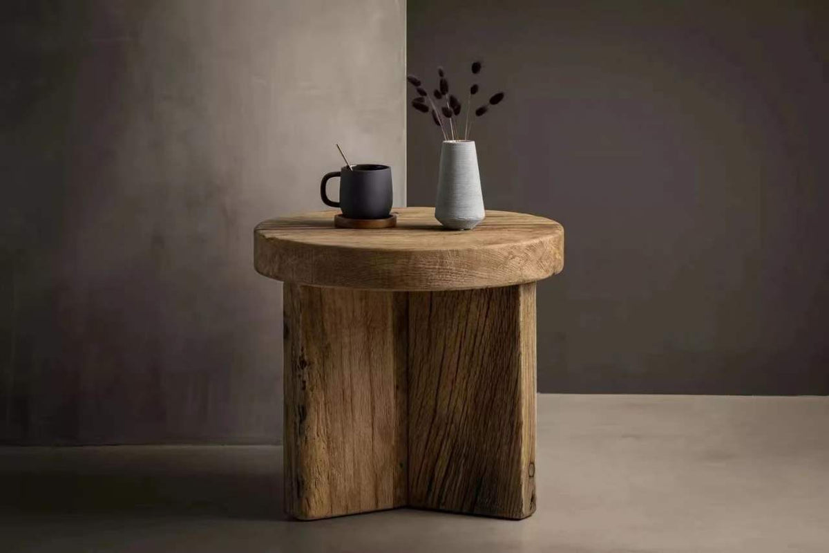 Reclaimed Oak Round Side Table