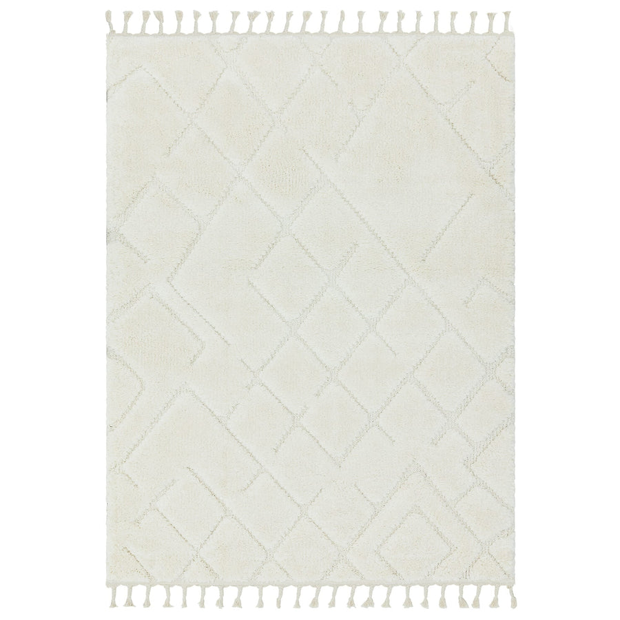 Ariana Vanilla shaggy Moroccan-style rug on a white background