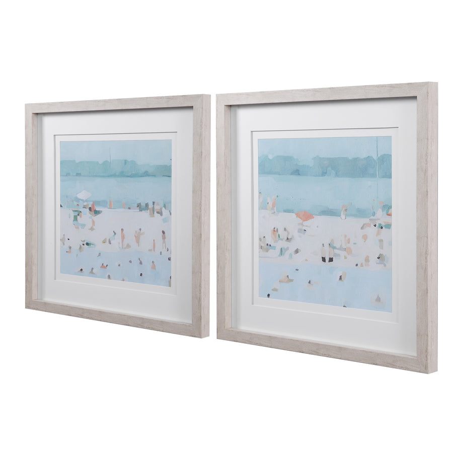 Sea Glass Sandbar Framed Prints – Set of 2