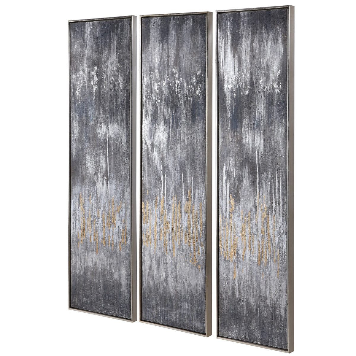 Gray Showers Hand Painted Canvases – Set of 3