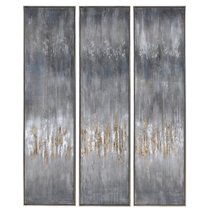 Gray Showers Hand Painted Canvases – Set of 3