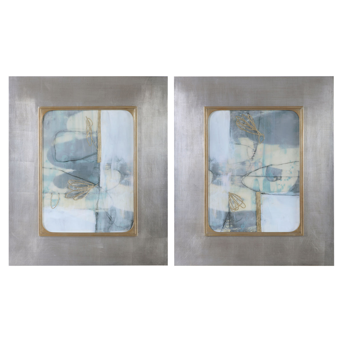 Gilded Whimsy Abstract Prints – Set of 2