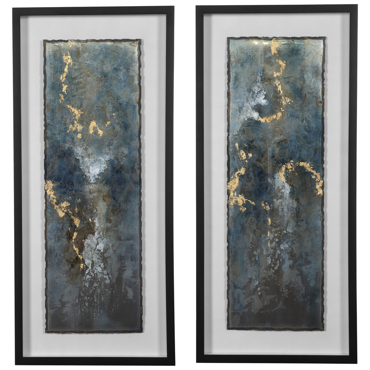 Glimmering Agate Shadow Boxes – Set of 2