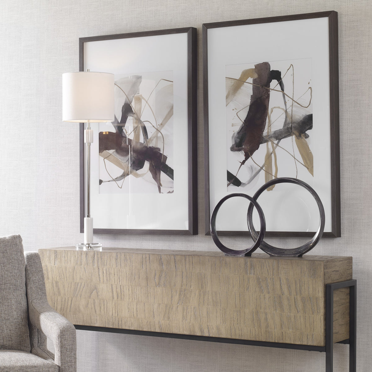 Burgundy Interjection Abstract Prints – Set of 2