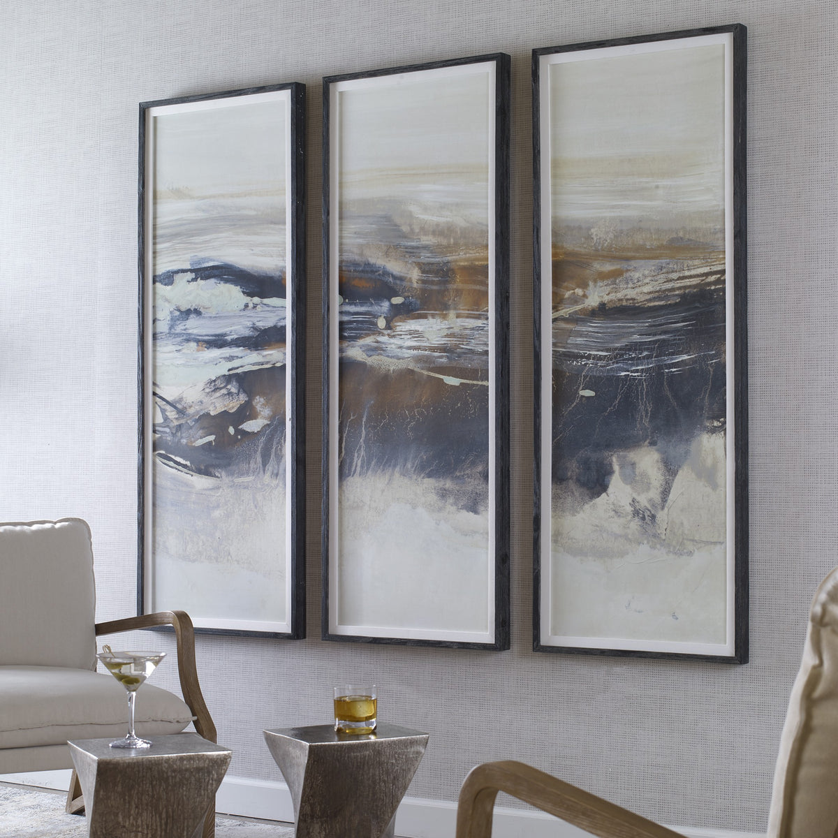 Graphite Horizon Framed Prints – Set of 3