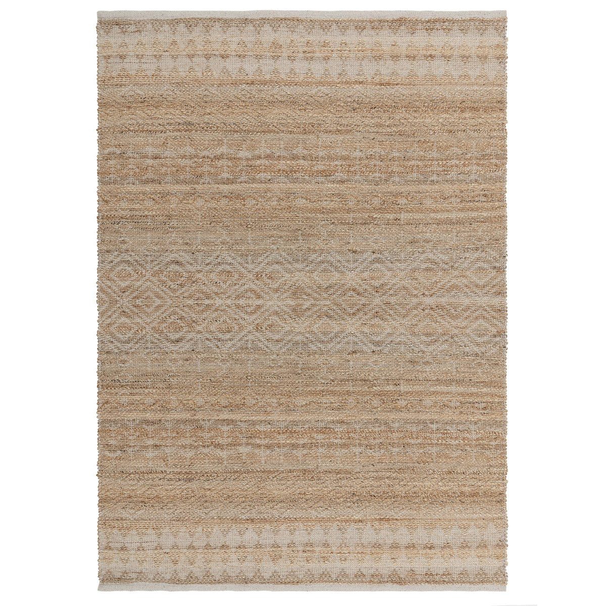 Asher Natural Rug in jute and cotton, full view on white background