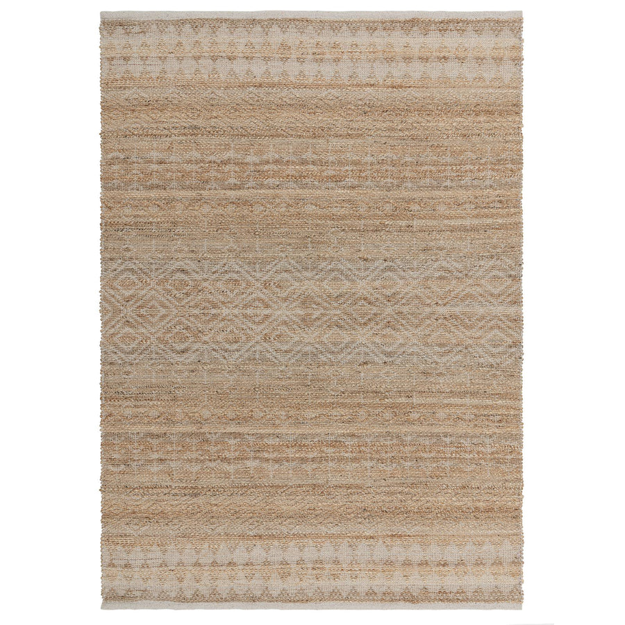 Asher Natural Rug in jute and cotton, full view on white background