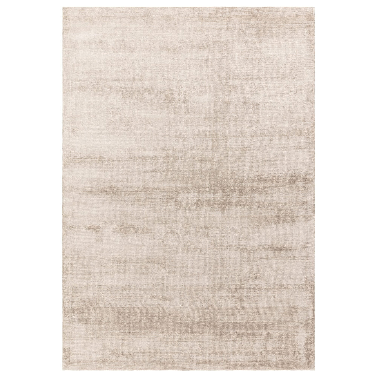 Aston Sand hand-loomed viscose rug shown from above on a white background