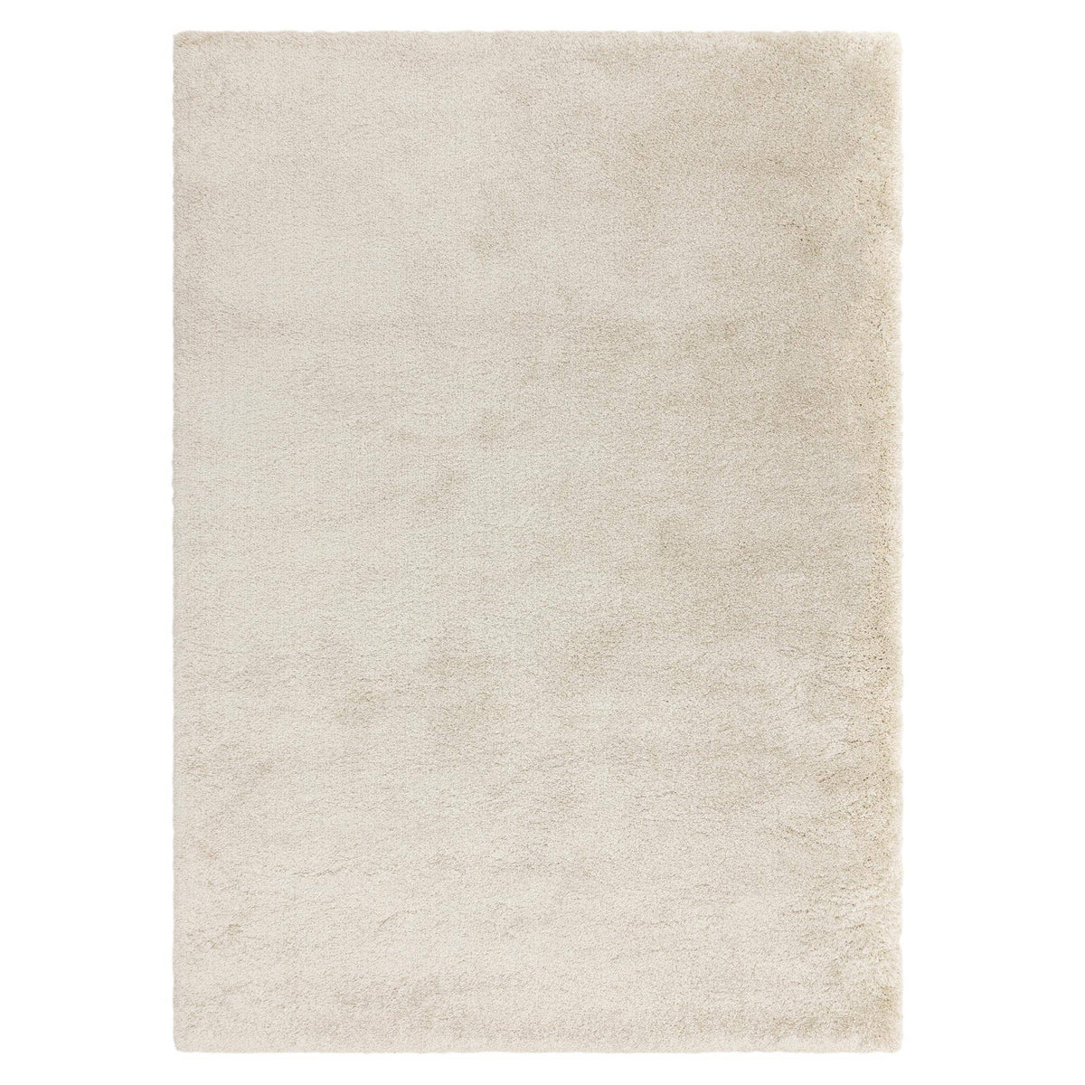 Atlas Ivory shaggy rug on white background, thick dense pile