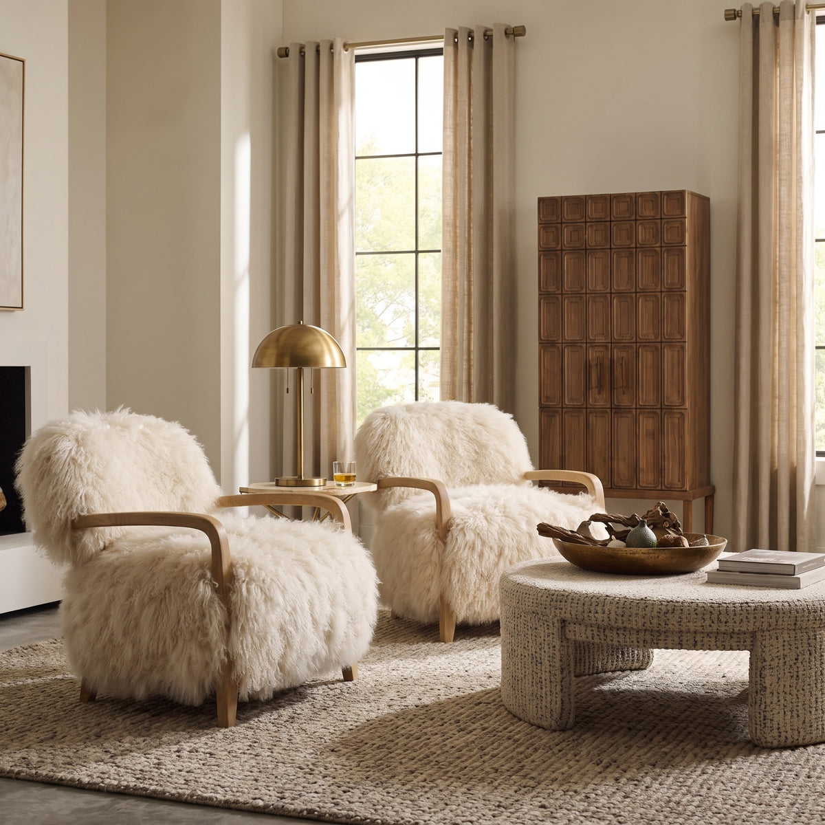 Baaarb Accent Chair in Natural Real Long Sheepskin