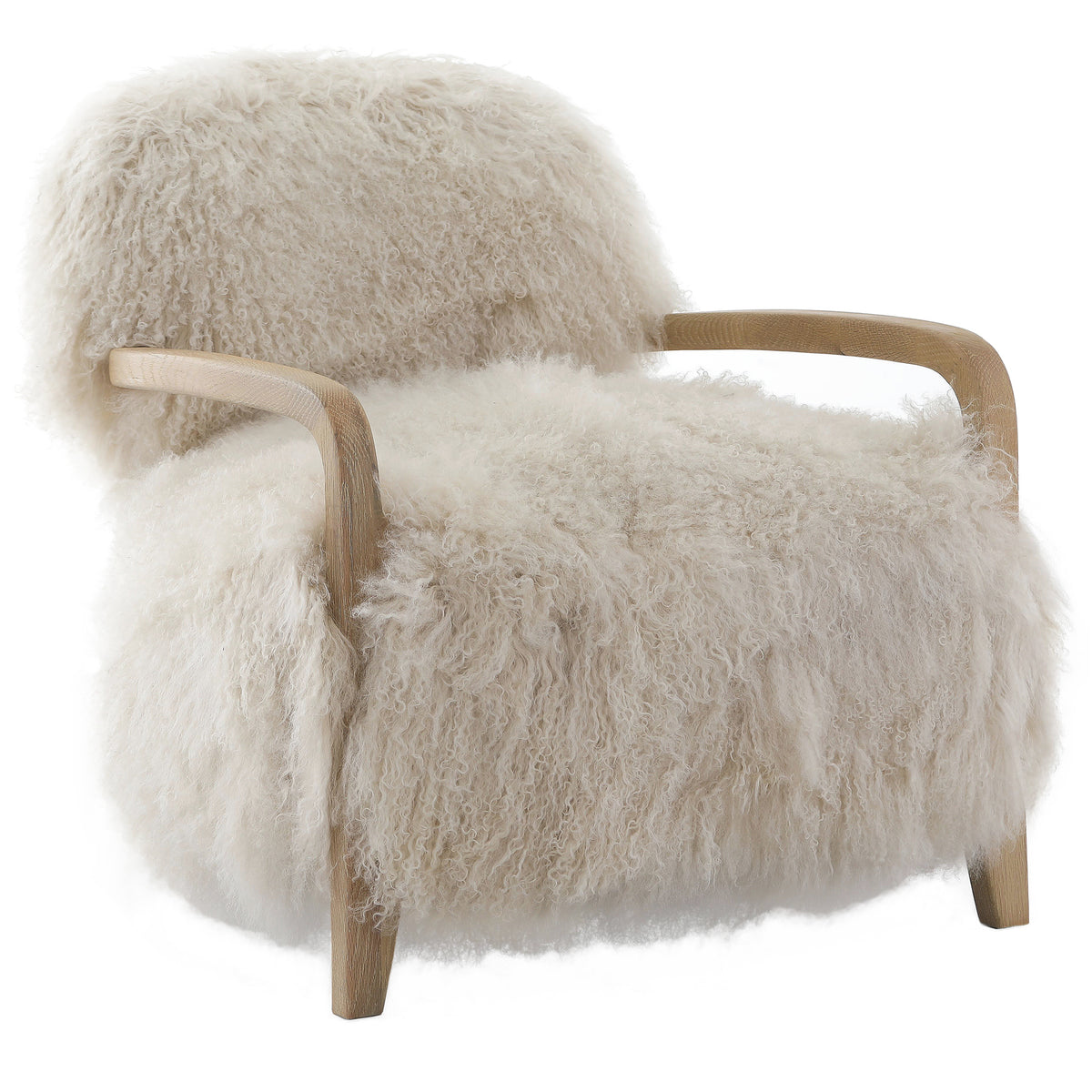 Baaarb Accent Chair in Natural Real Long Sheepskin