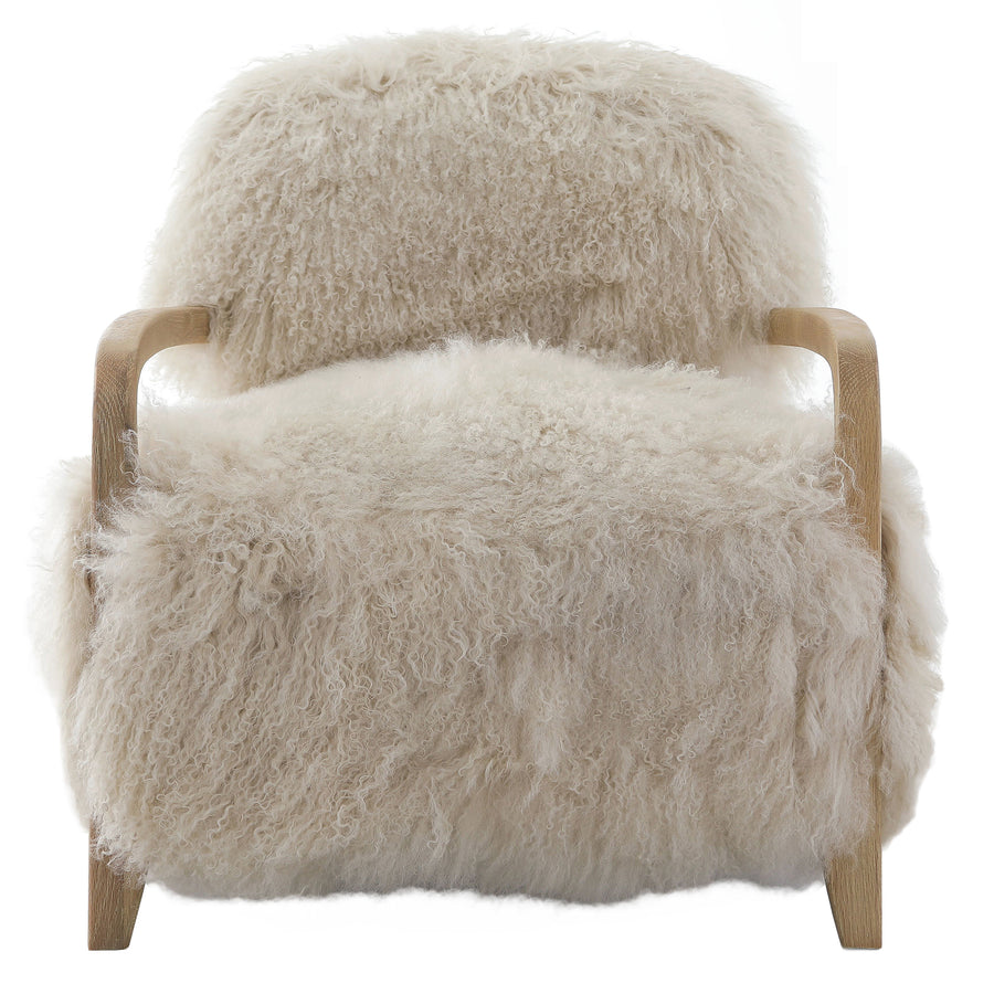 Baaarb Accent Chair in Natural Real Long Sheepskin