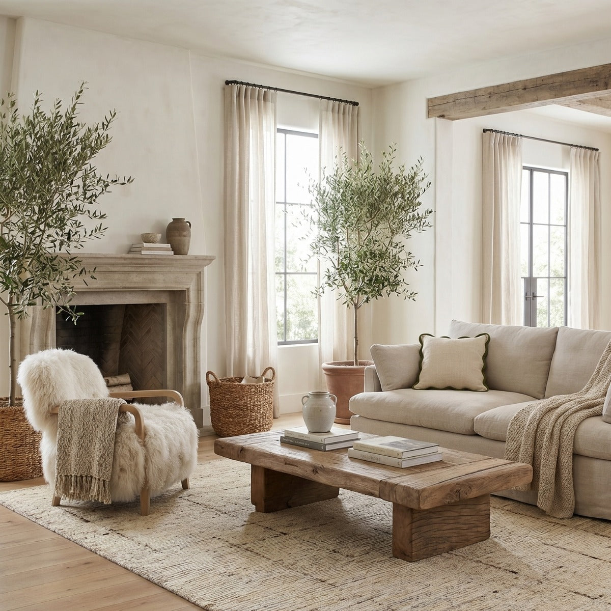 Baaarb Accent Chair in Natural Real Long Sheepskin