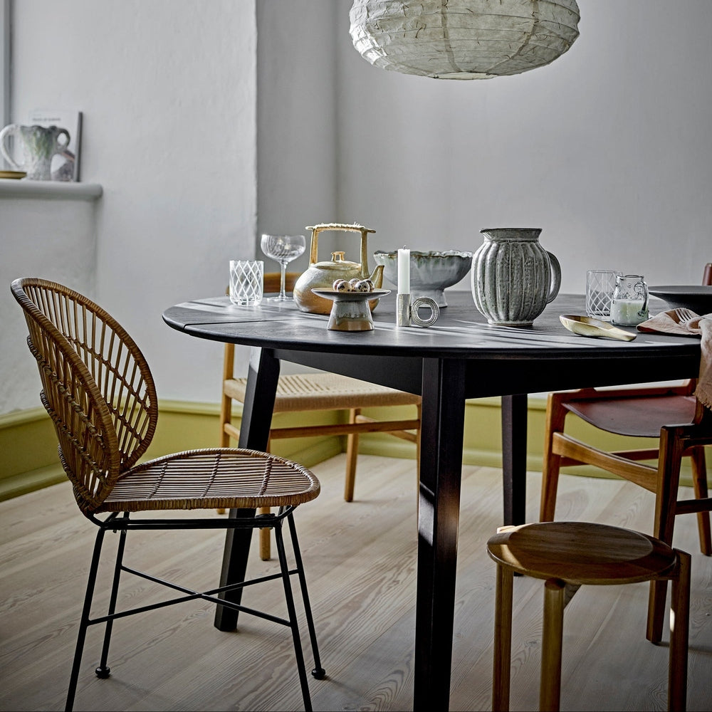 Peron Oak Round Dining Table - Black