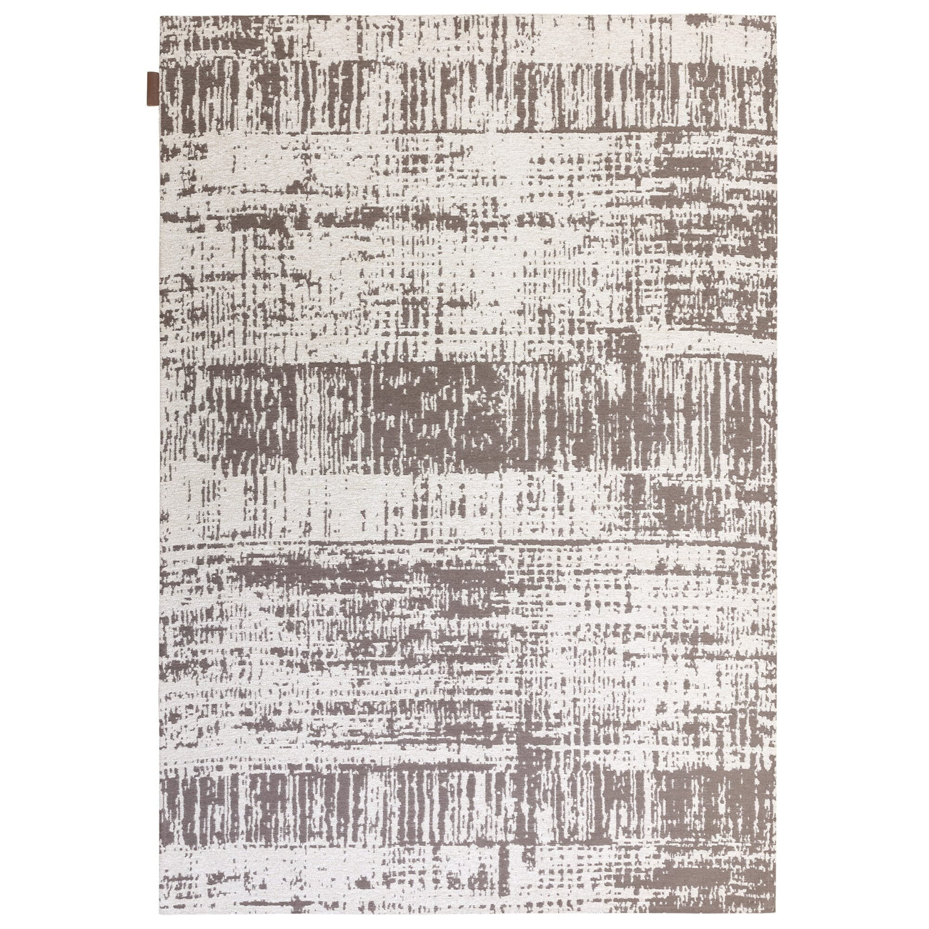 Beau White abstract design rug on a white background, full view