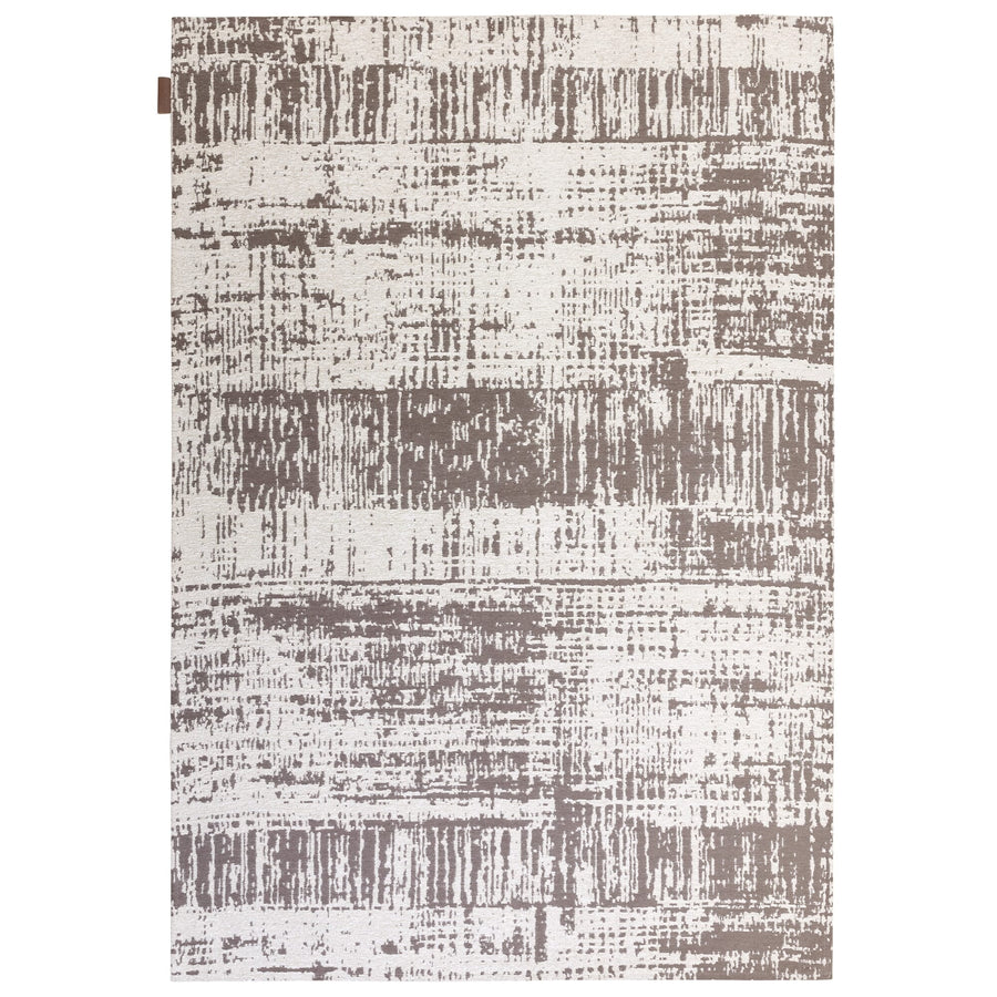 Beau White abstract design rug on a white background, full view