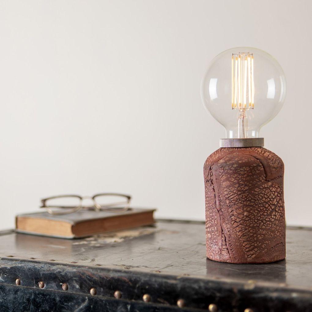 Bixa Small Ceramic Table Lamp - Red Iron - Mullan Lighting