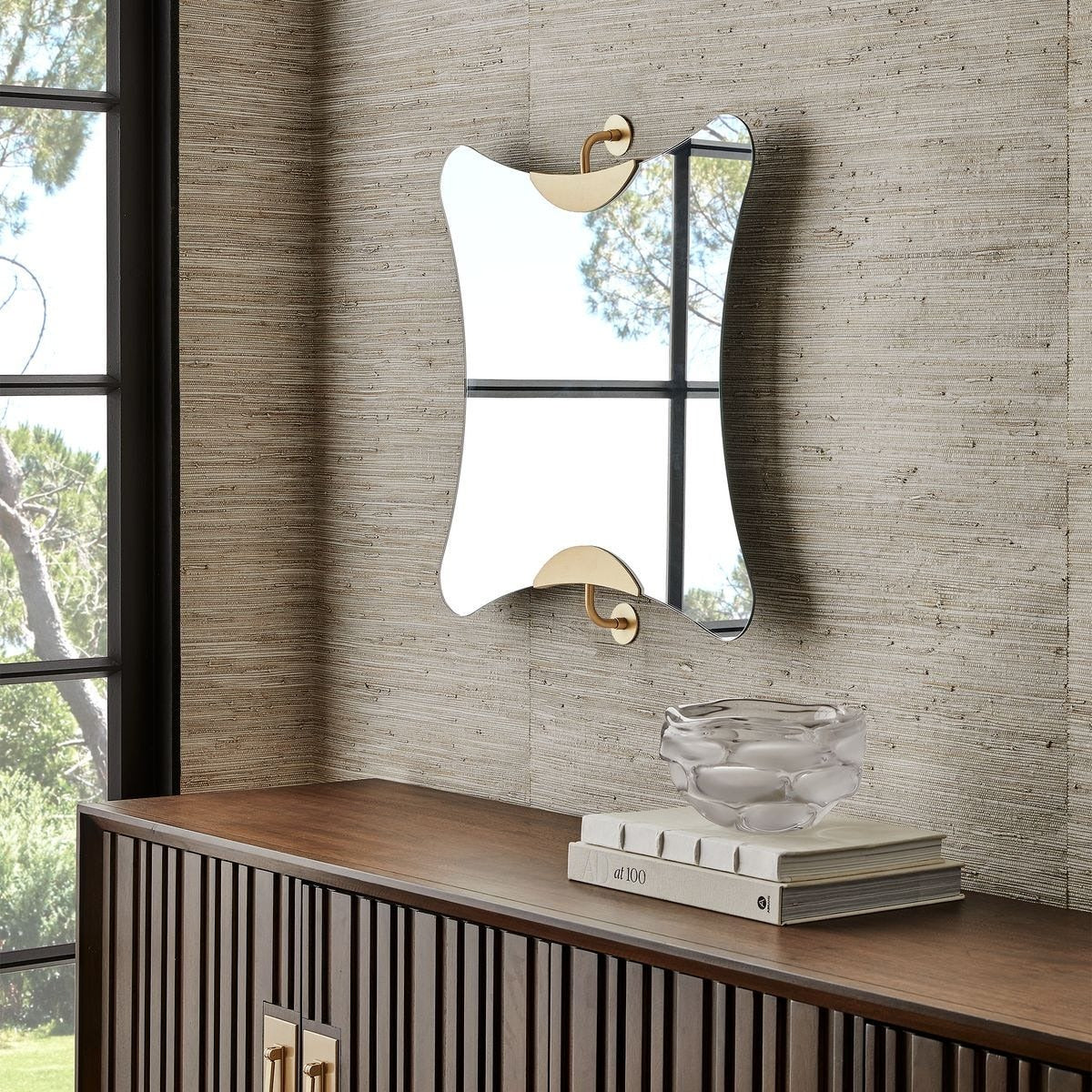 Ahead of the Curve Square Mirror – Brass, Large