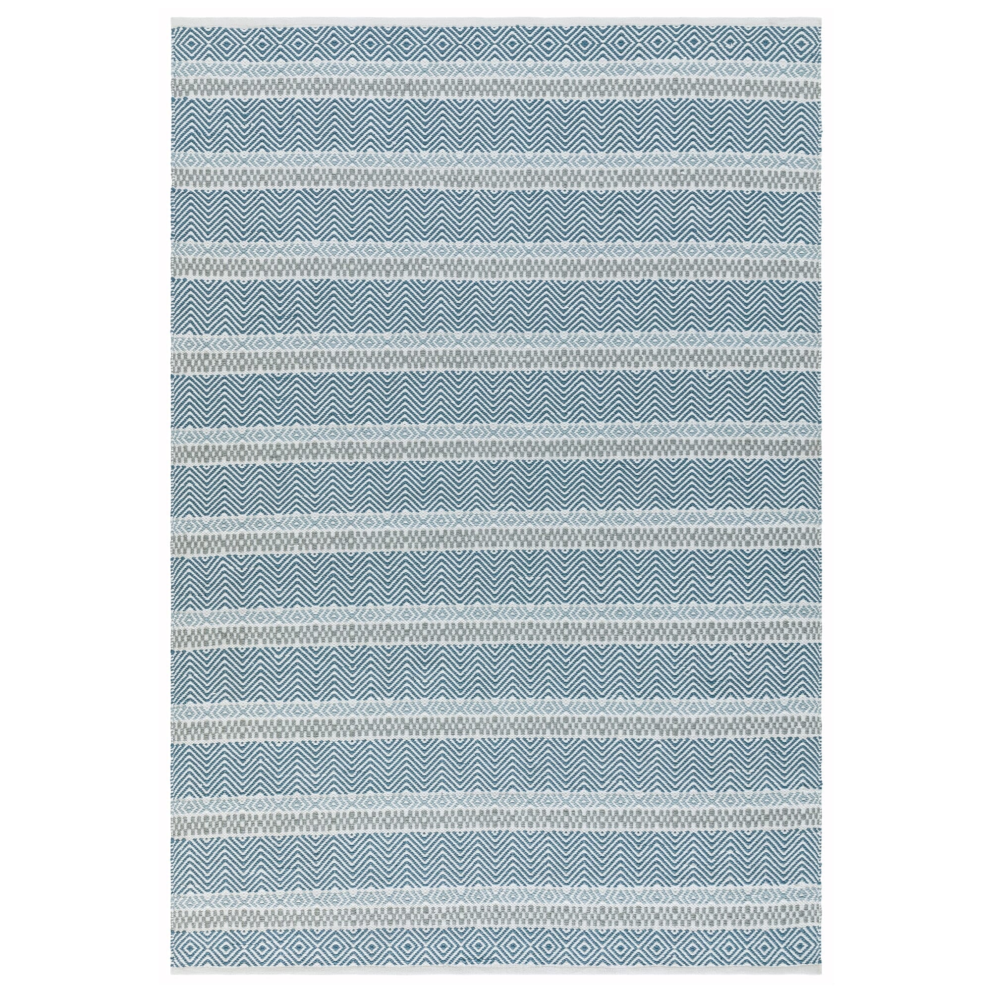 Boardwalk Blue Multi reversible indoor outdoor rug on white background