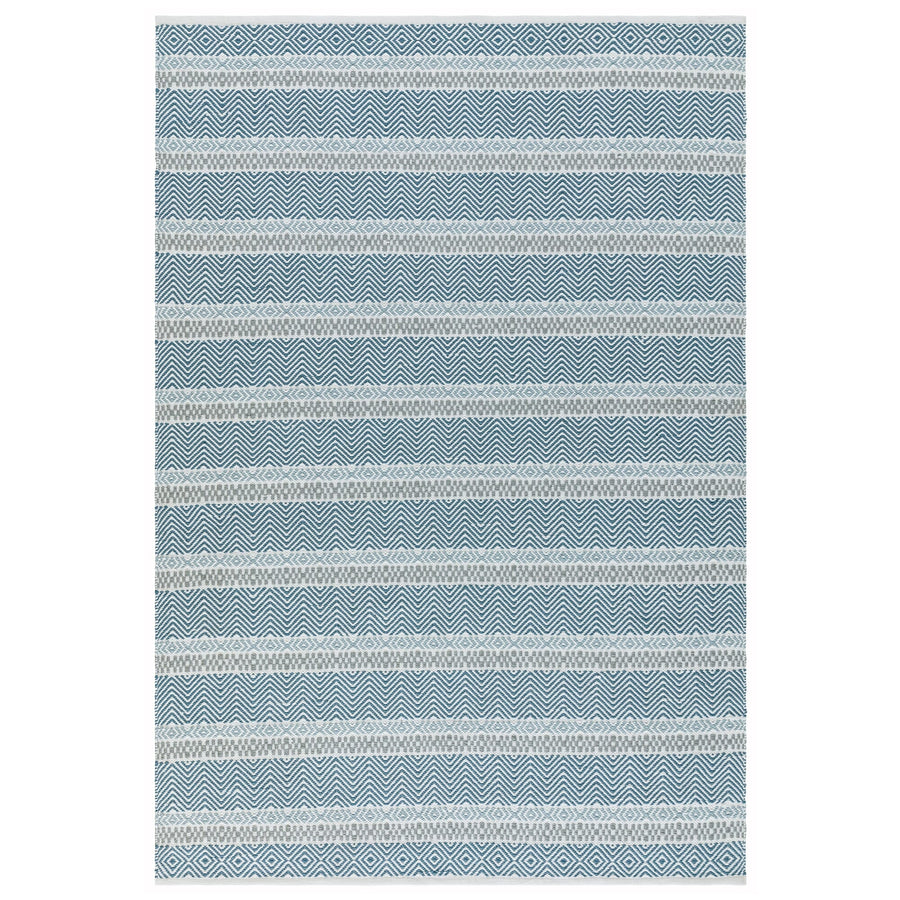 Boardwalk Blue Multi reversible indoor outdoor rug on white background