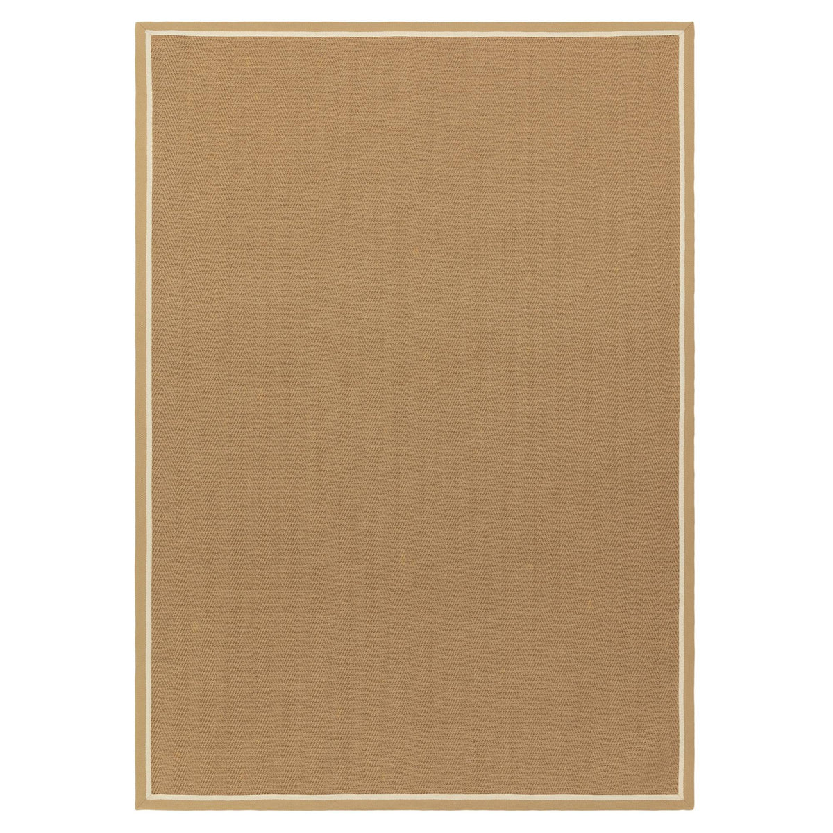 Bordo Herringbone rug in linen cream jute with cotton border, white background