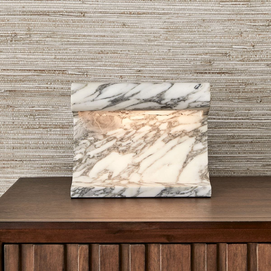 Carved Beam Rechargeable Mini Lamp – Arabescato Marble