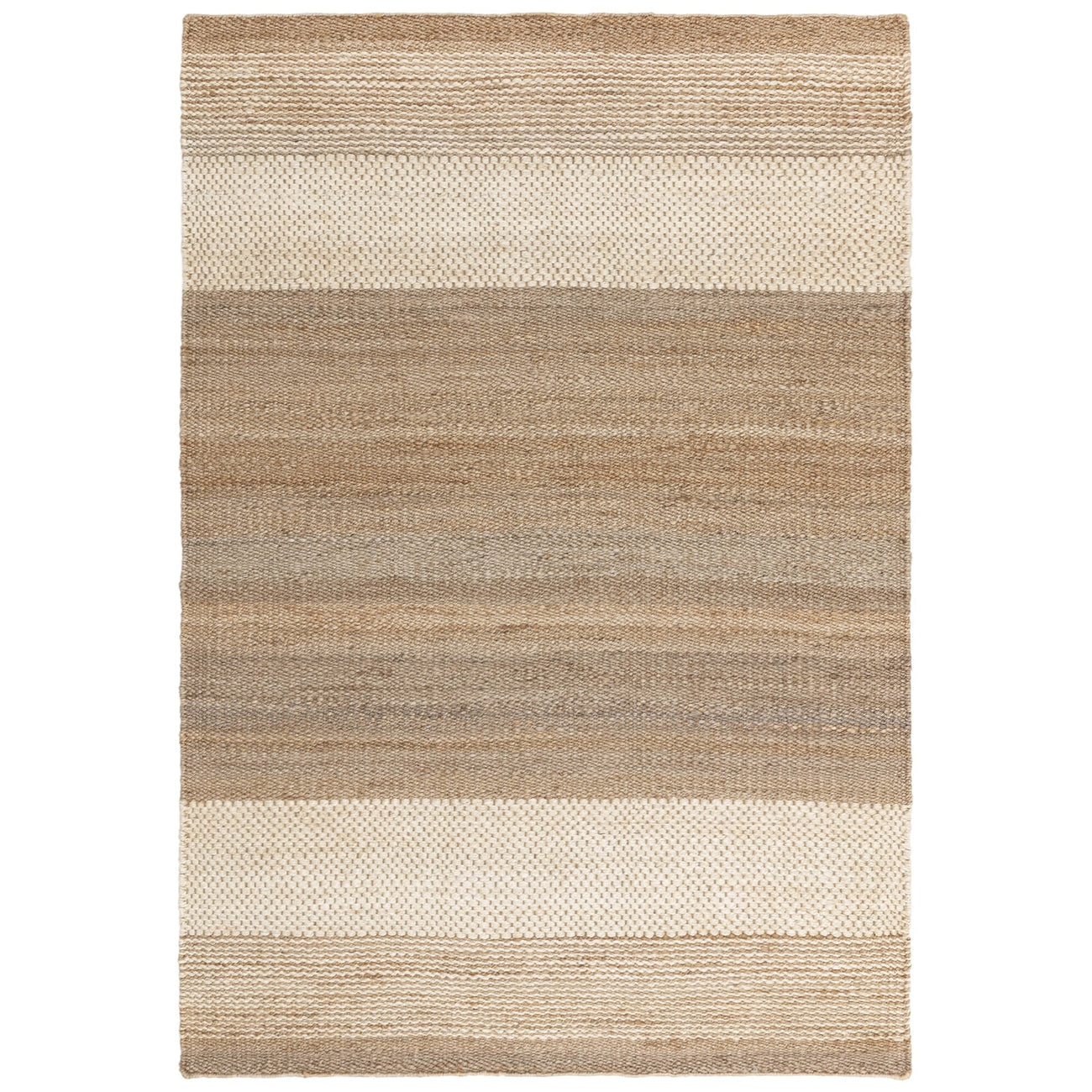 Cedar Natural Ivory jute rug on white background, full view