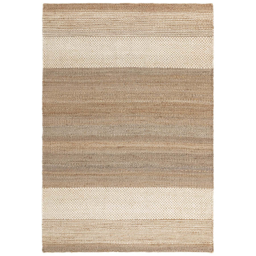 Cedar Natural Ivory jute rug on white background, full view