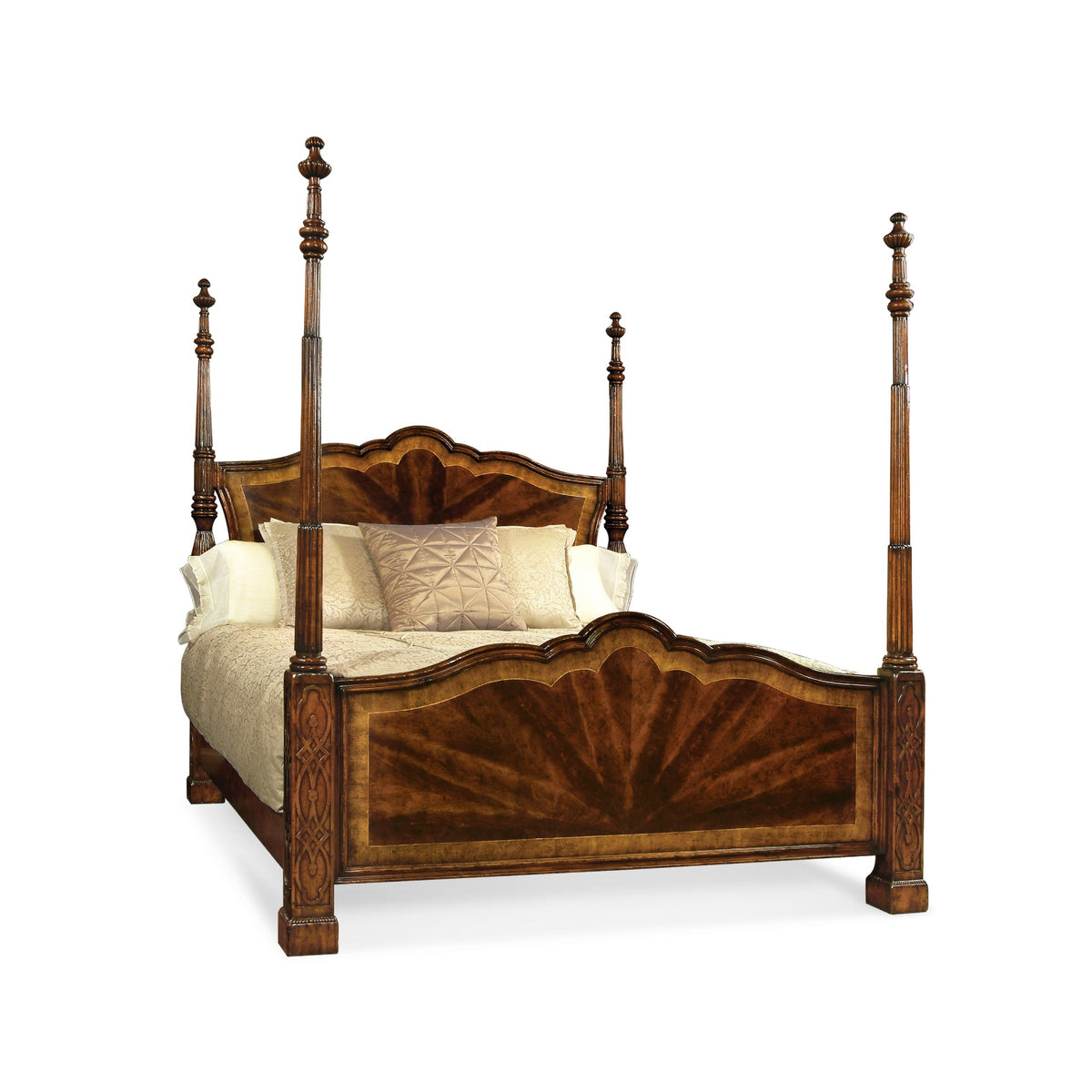 Chippendale Four Poster Bed – Mahogany, UK Super King