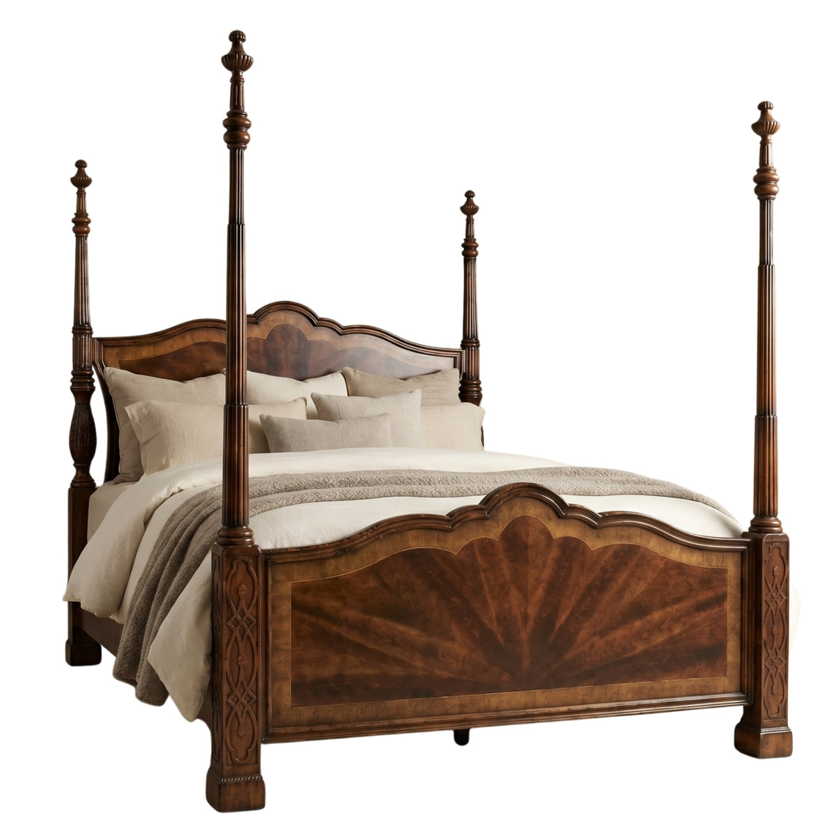 Chippendale Four Poster Bed – Mahogany, UK Super King