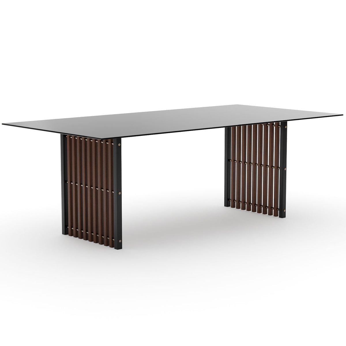 Pinstripe Dark Slatted Dining Table – 213cm