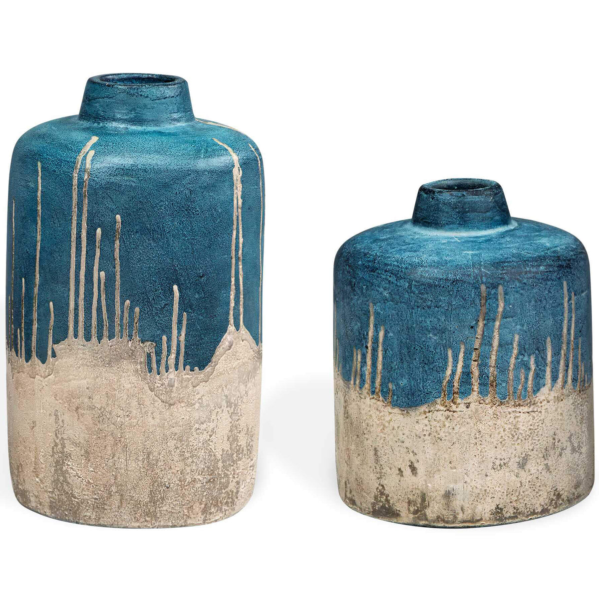 Coastal Cascade Indoor-Outdoor Blue Vases – Set of 2