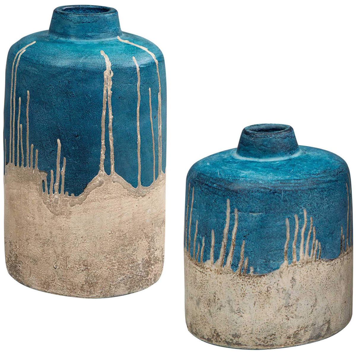Coastal Cascade Indoor-Outdoor Blue Vases – Set of 2
