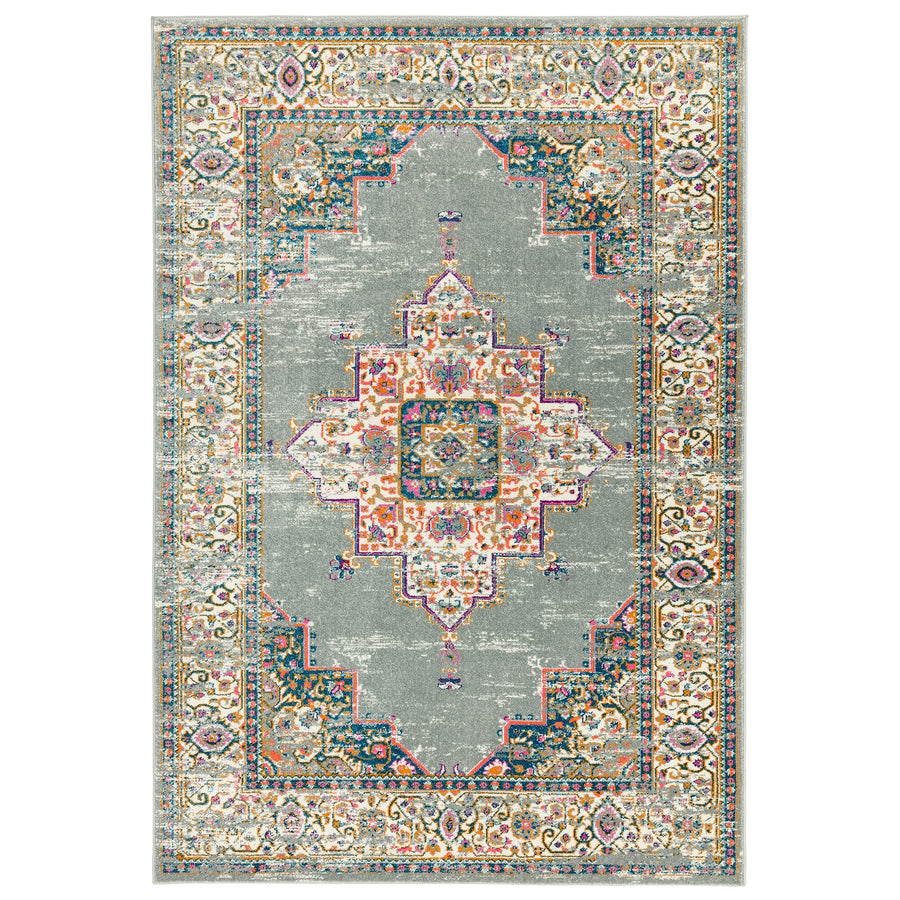 Colt Medallion Grey flatweave rug shown on white background