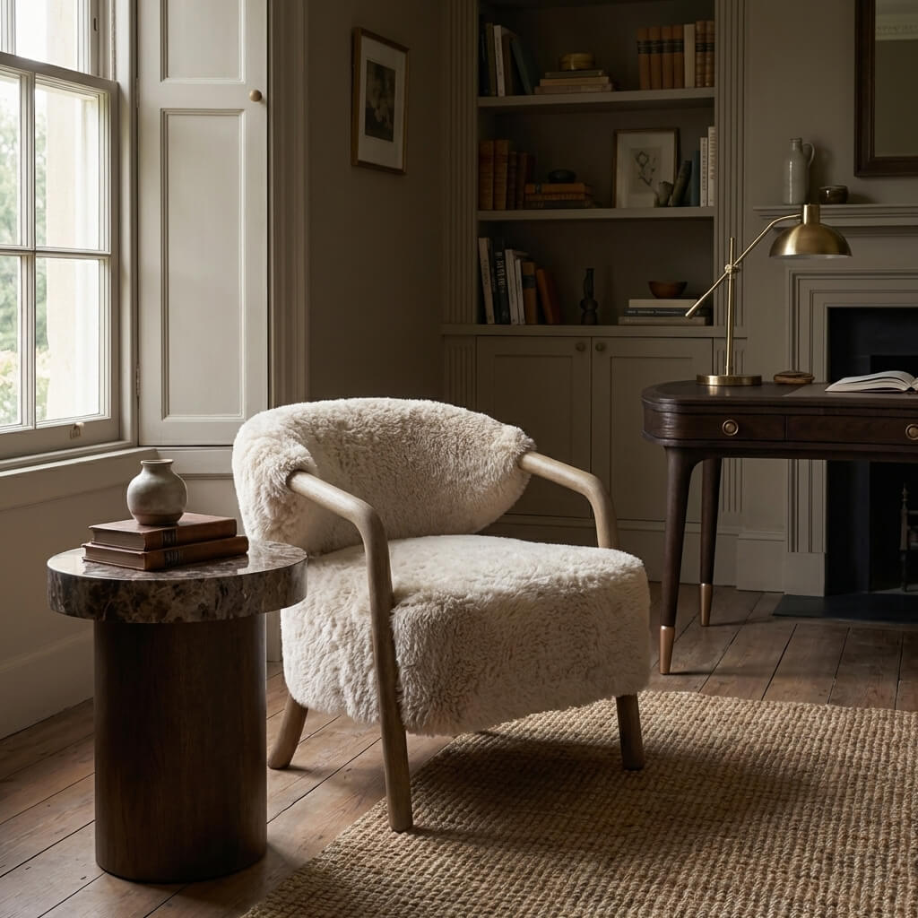 Cotswold Lion Accent Chair – Faux Sheepskin