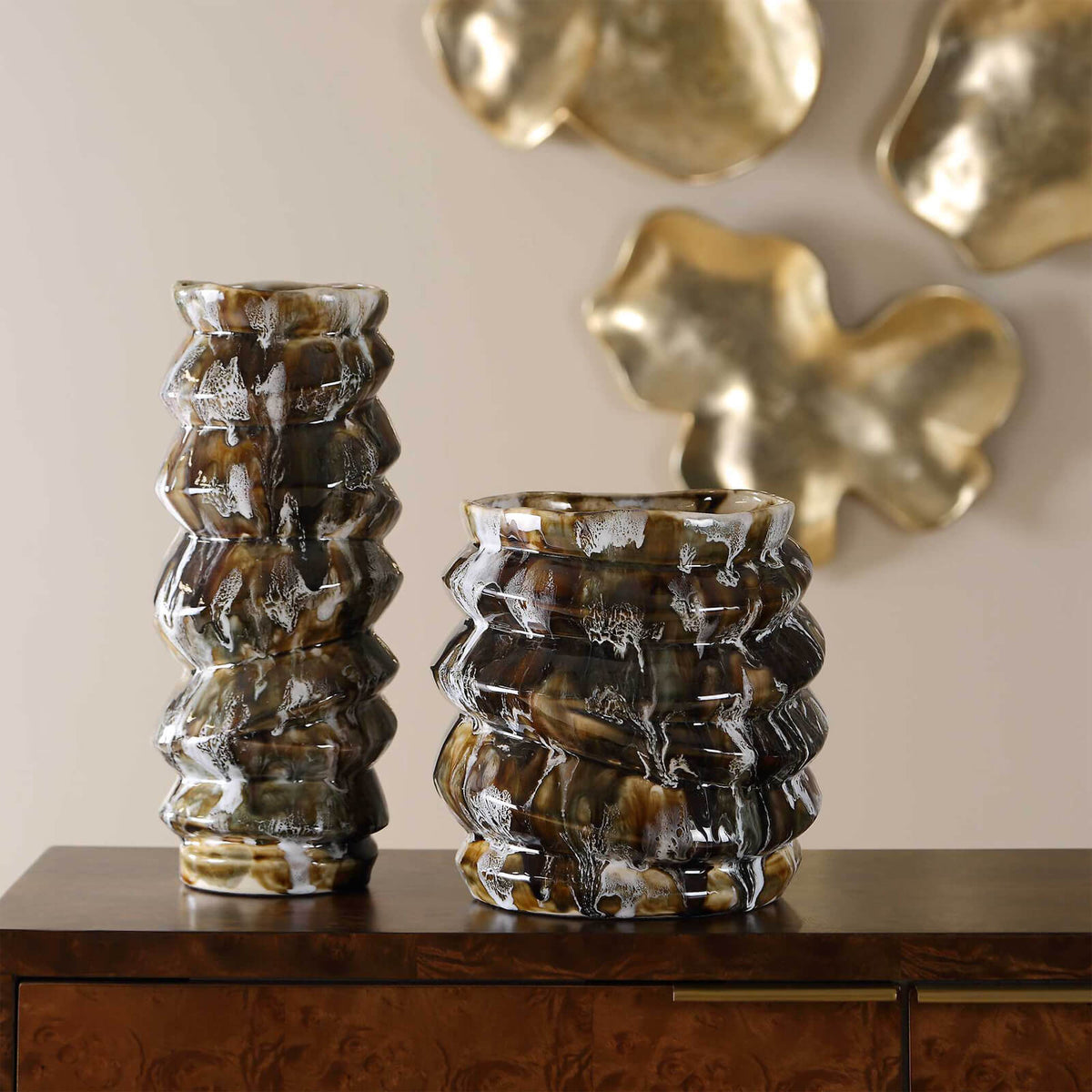Cuoco Glazed Brown Vases – Set of 2