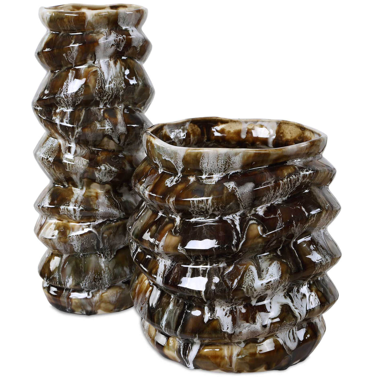 Cuoco Glazed Brown Vases – Set of 2