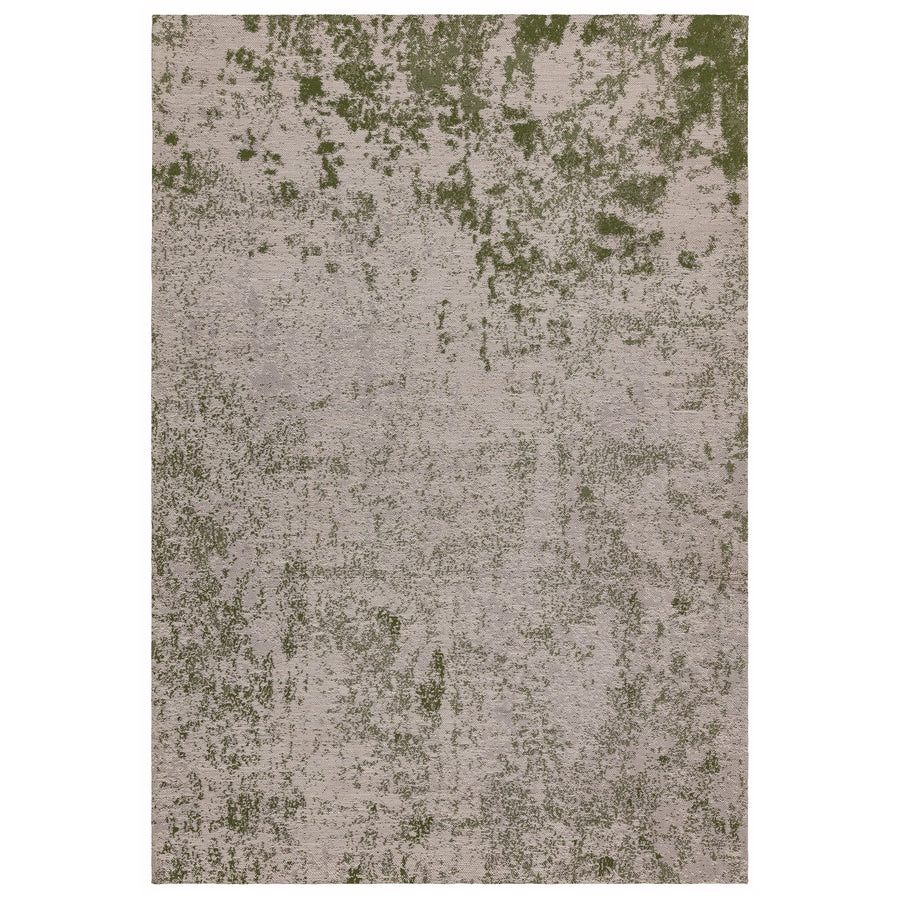 Dara Green abstract indoor outdoor rug on a white background