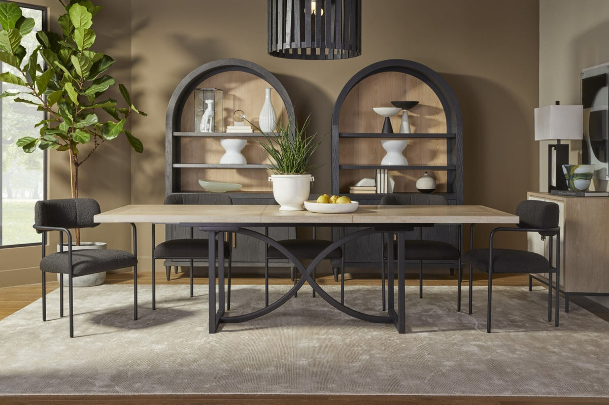 Tranquillity Extending Dining Table with Metal Base – 204–260 cm