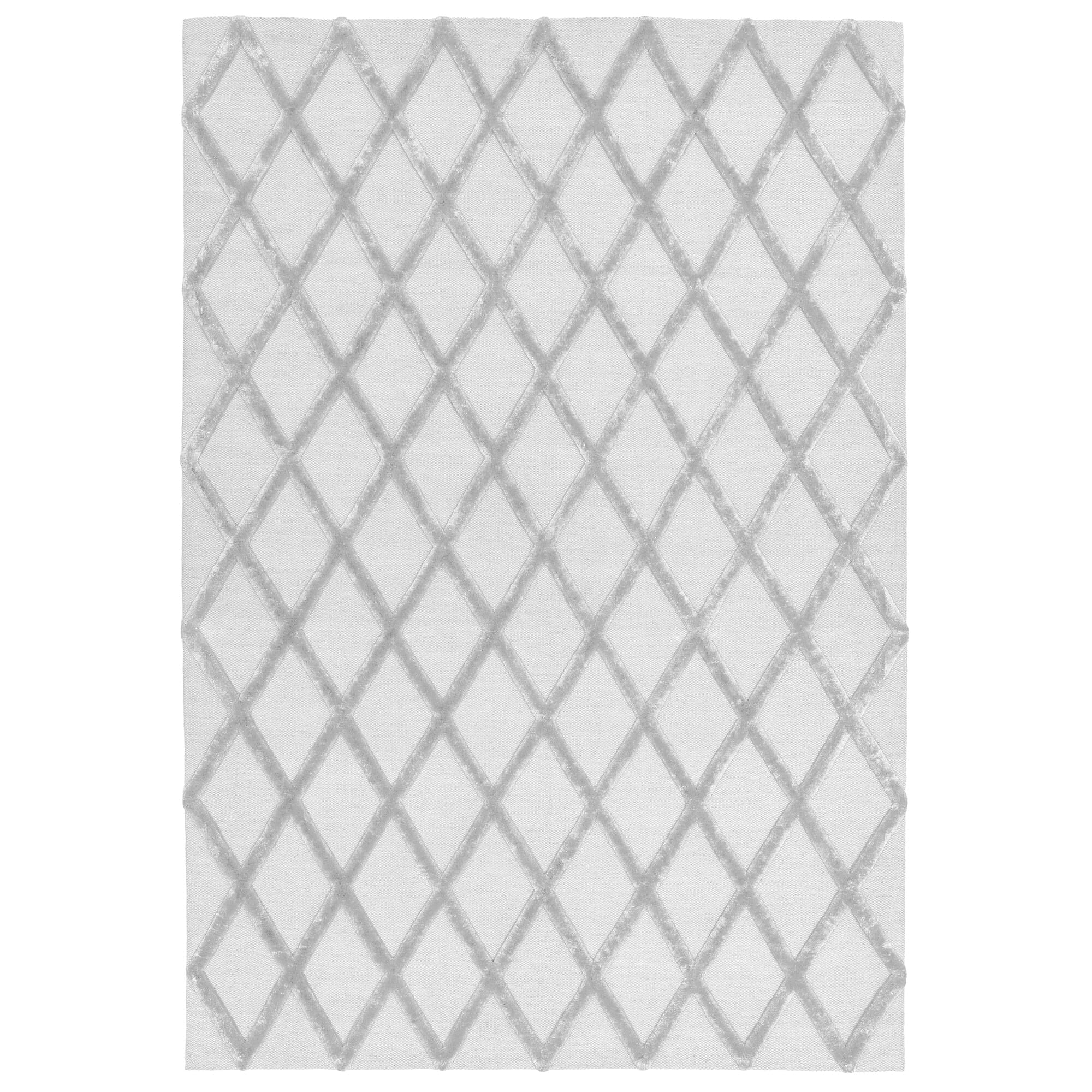Dixon Silver Diamond wool and viscose rug on a white background