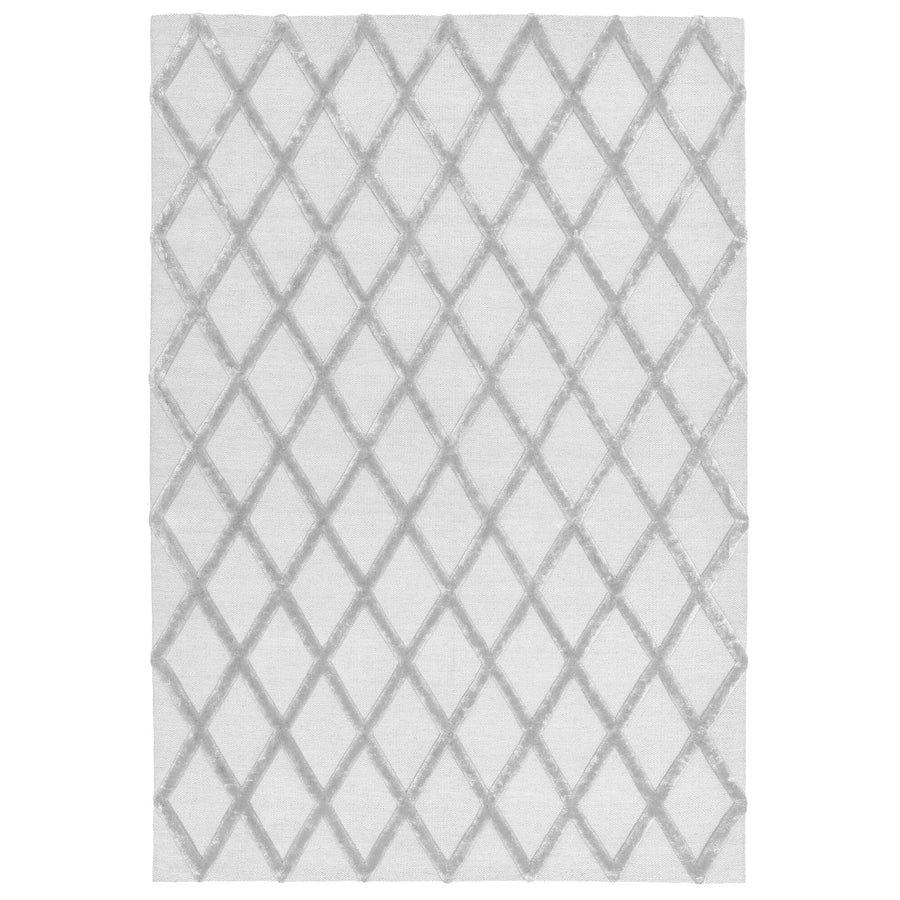 Dixon Silver Diamond wool and viscose rug on a white background