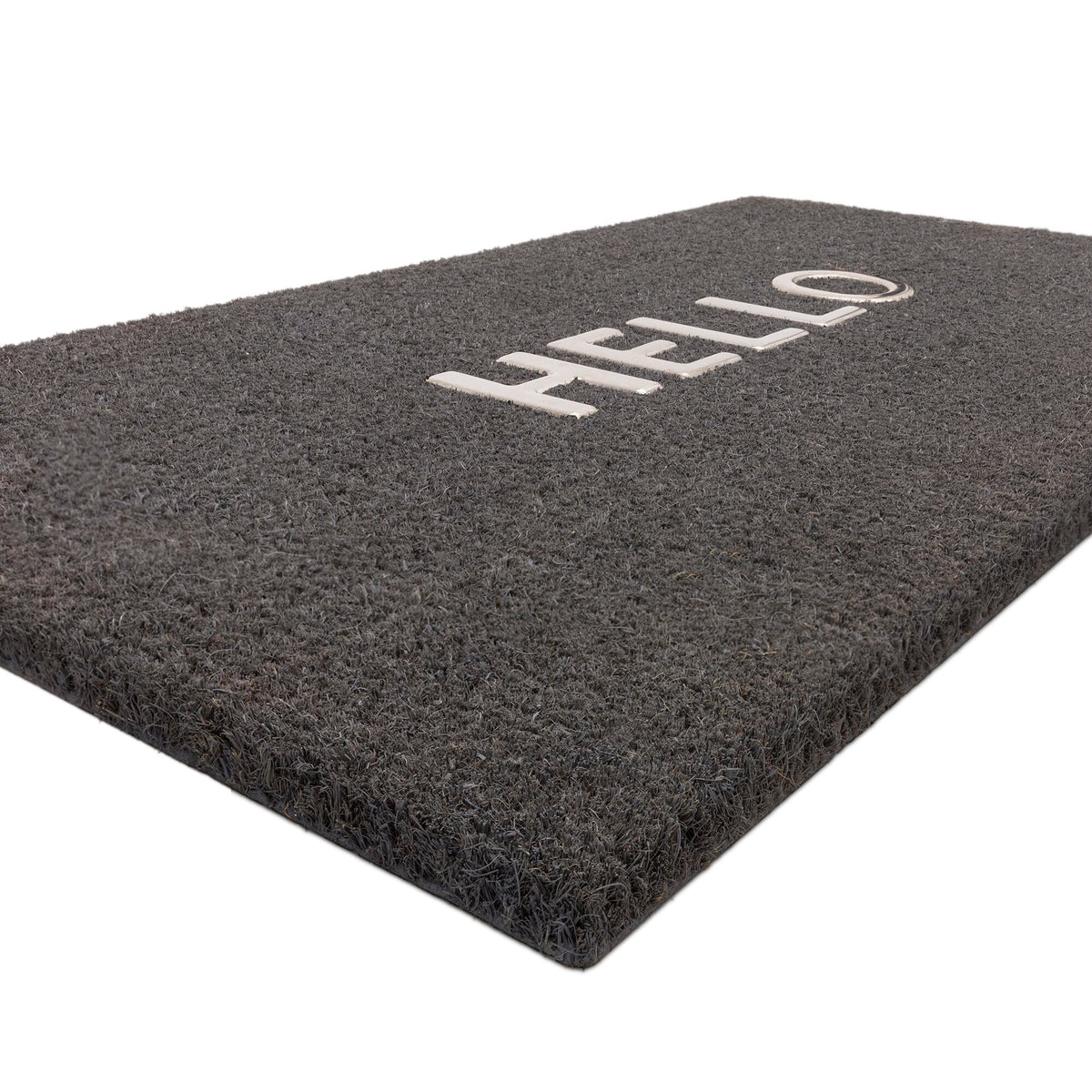 Natural coir doormat with non-slip backing, front view