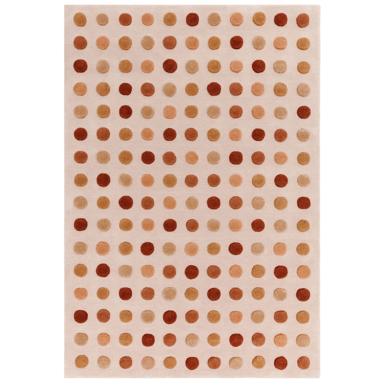 Dotty Earth hand-tufted wool rug with tonal dome texture on a white background
