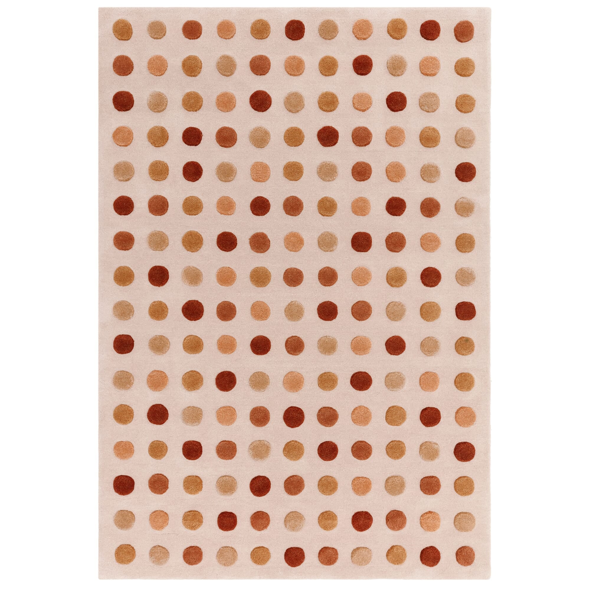 Dotty Earth hand-tufted wool rug with tonal dome texture on a white background
