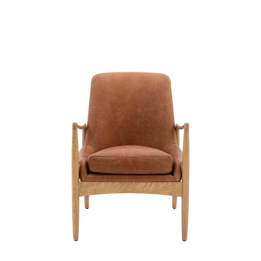 Carrera Armchair Brown Leather 685x720x820mm