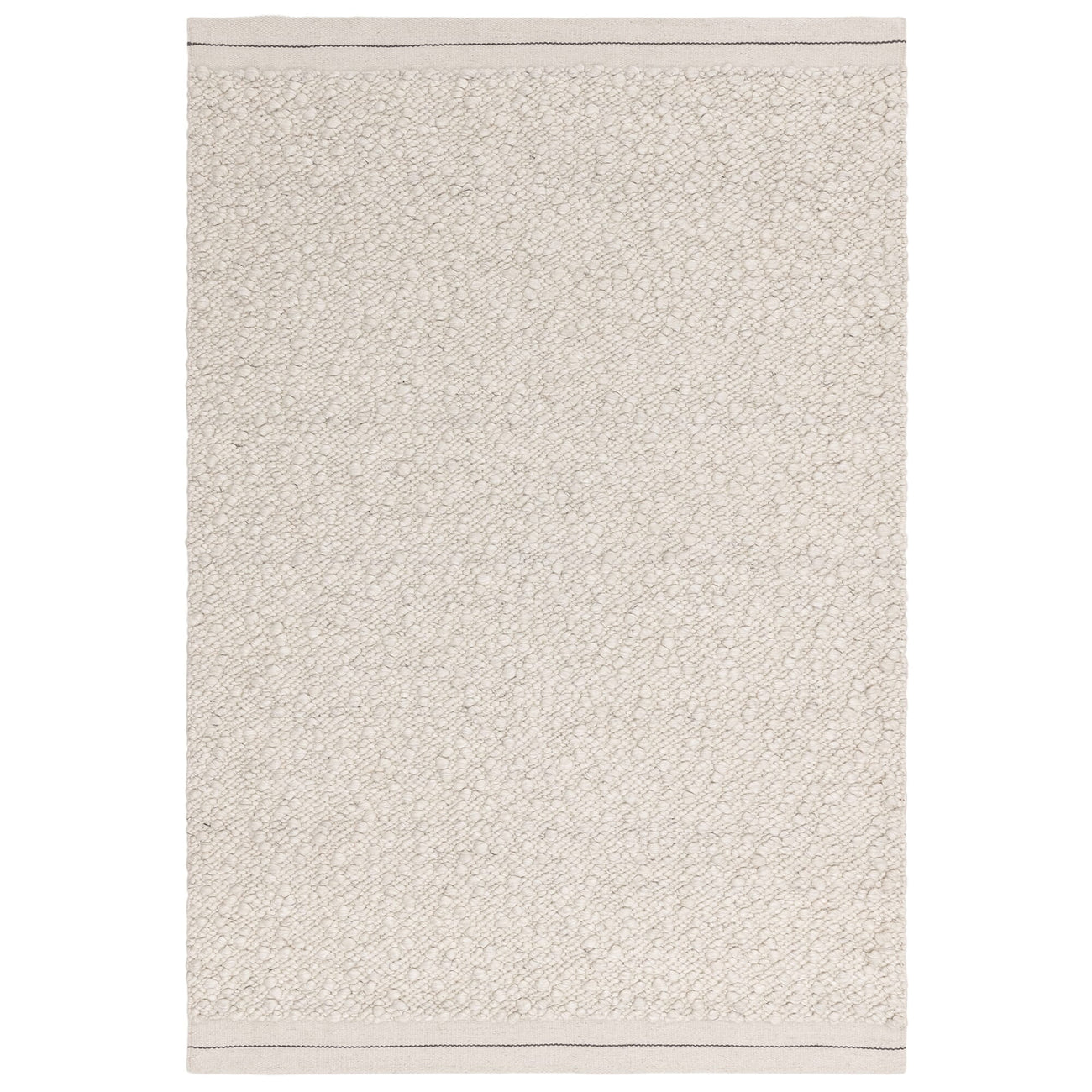 Elm Ivory boucle rug shown on a white background, full view