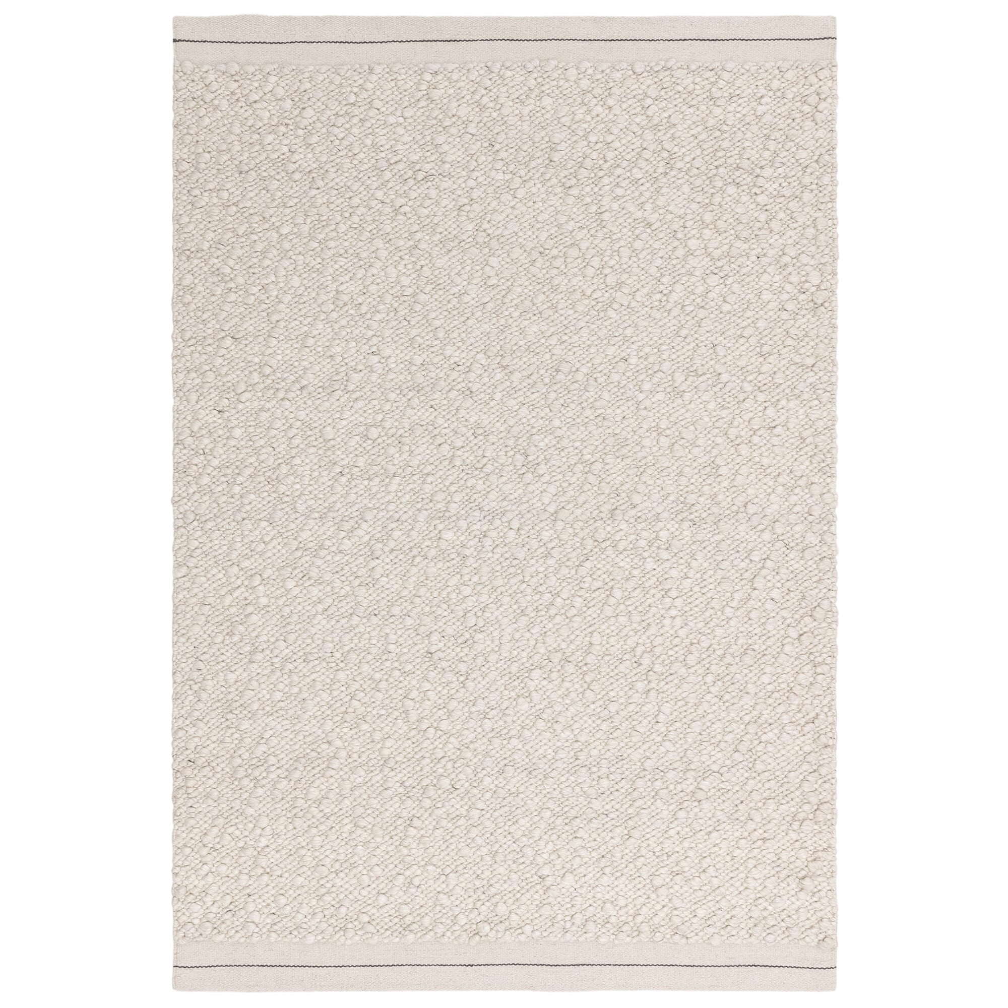 Elm Ivory boucle rug shown on a white background, full view