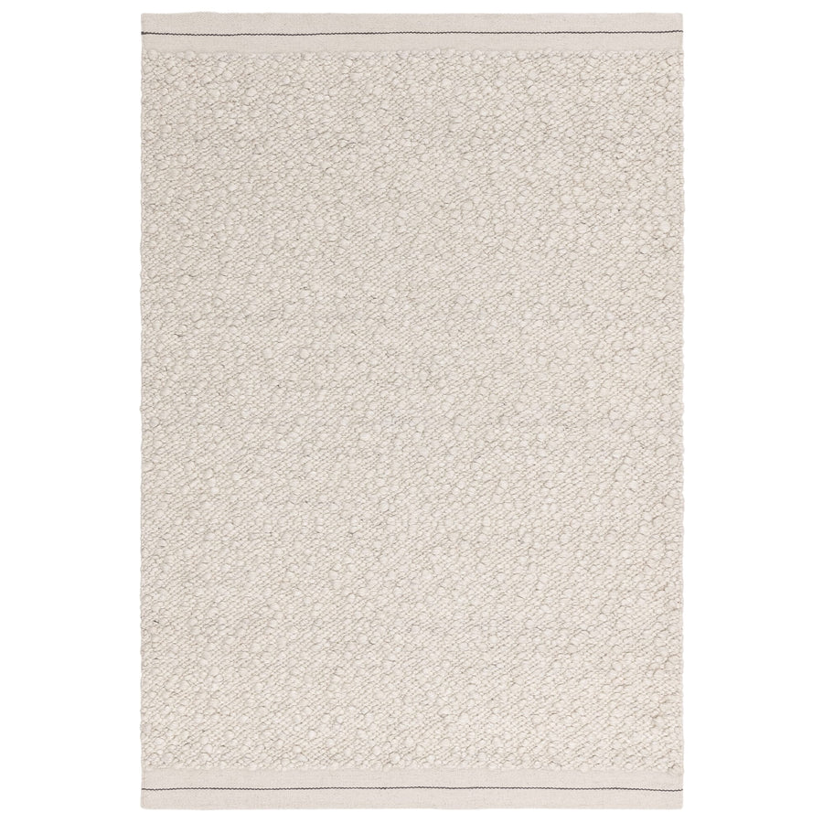 Elm Ivory boucle rug shown on a white background, full view
