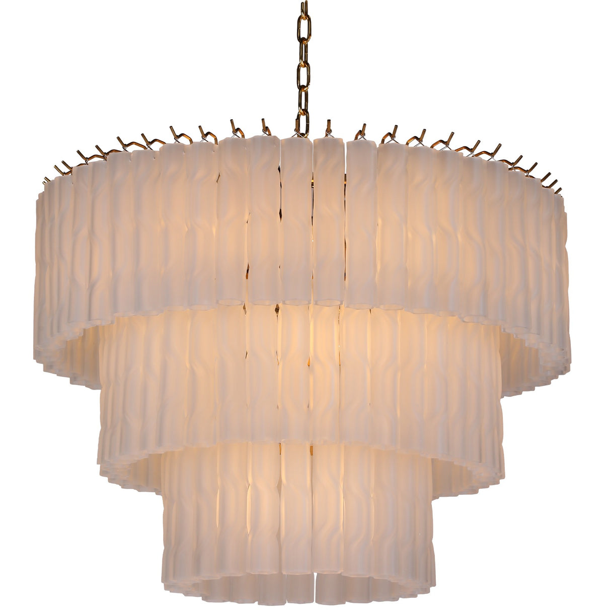 Twisted Frost Glass Chandelier – Large