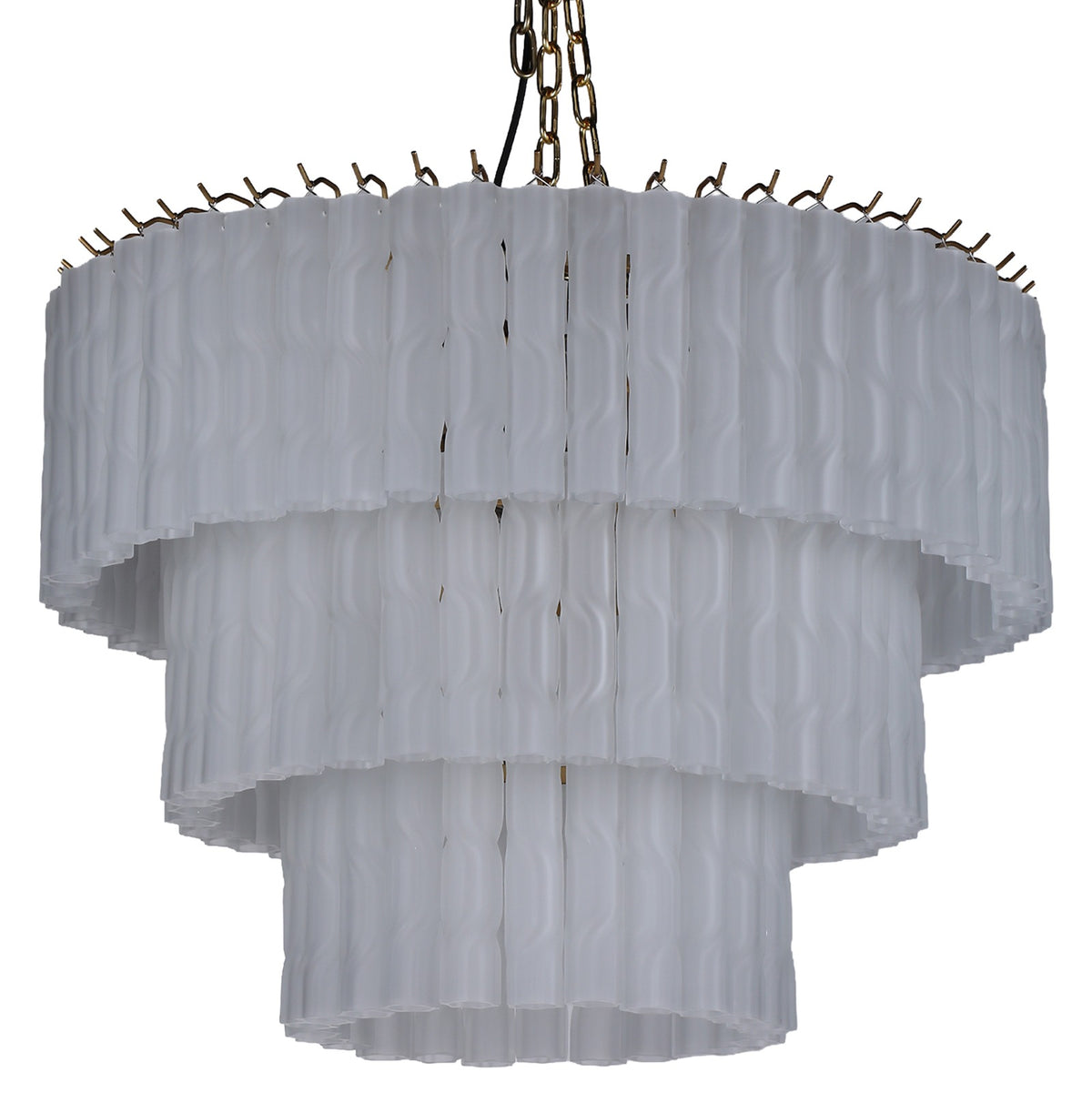 Twisted Frost Glass Chandelier – Large